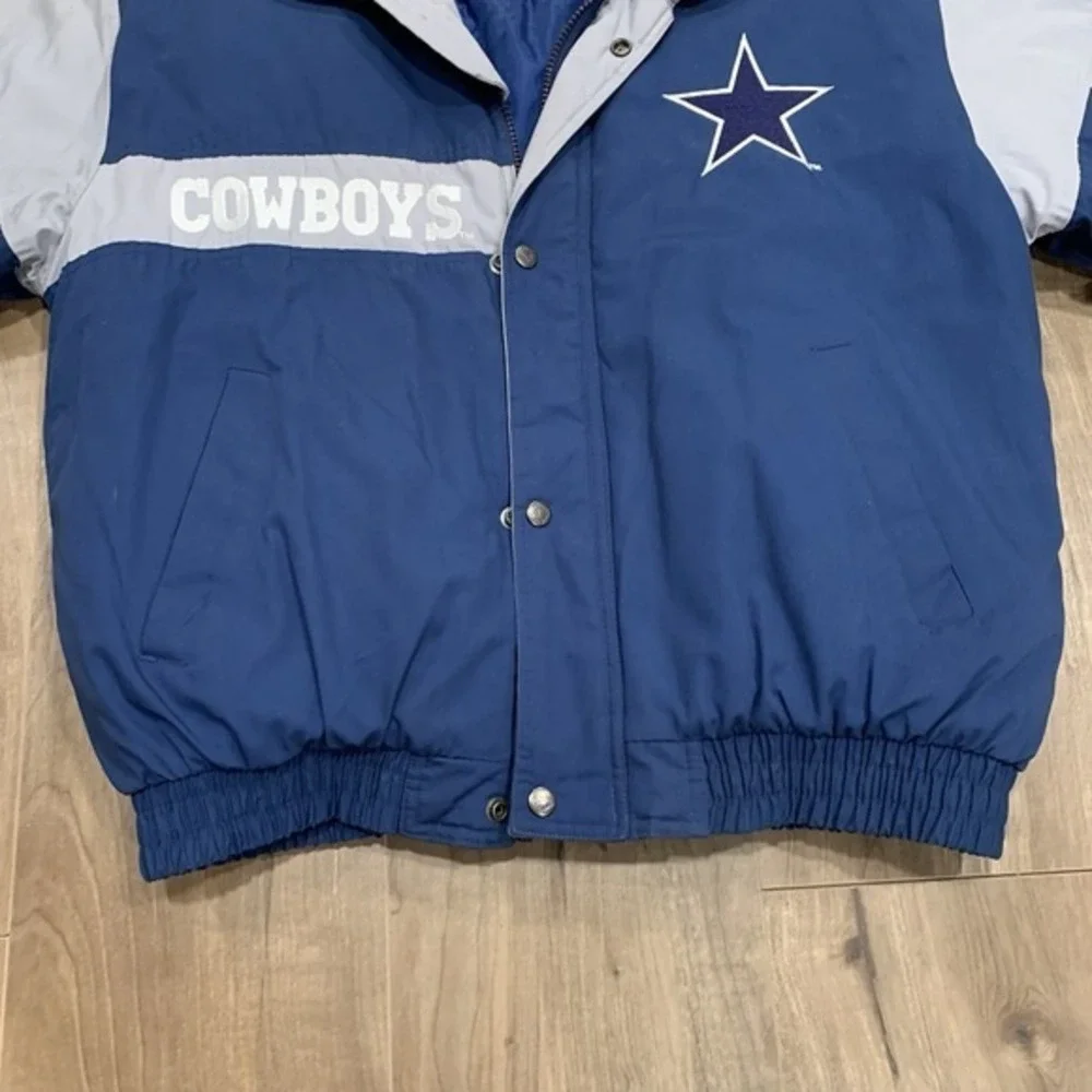 Vintage Dallas Cowboys NFL Logo 7 Puffer Coat Jacket Men's M Blue Gray‎ 90s